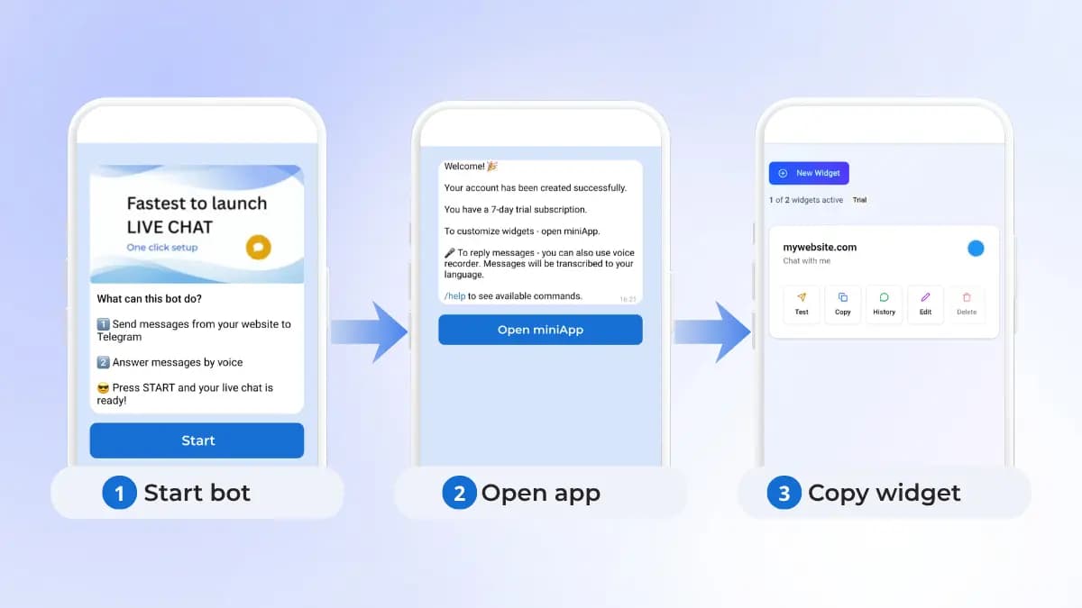 3-click setup instruction page